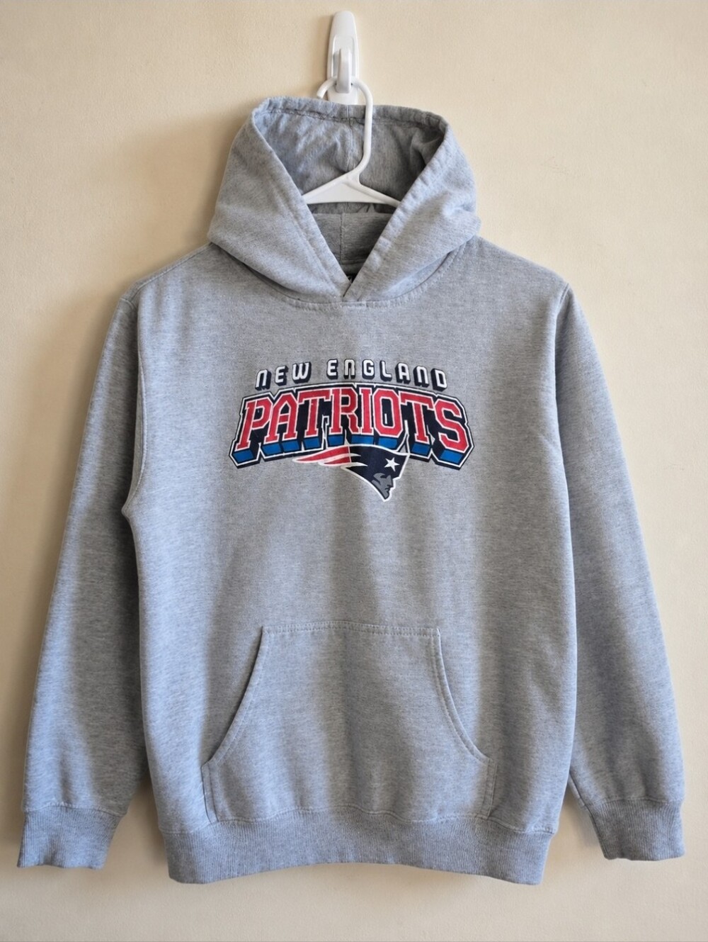 Vintage Reebok Patriots Hoodie Youth Size Large 14-16 Gray NFL Y2K Pullover
